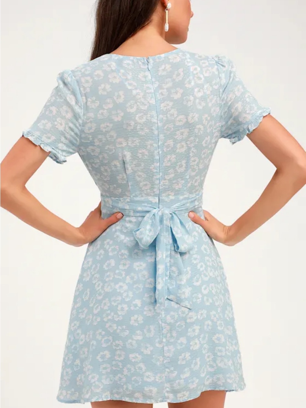 Lulus Garden Explorer Light Blue Floral Print Mini Dress - Picture 2 of 4